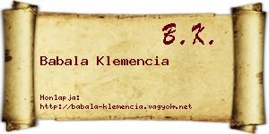 Babala Klemencia névjegykártya